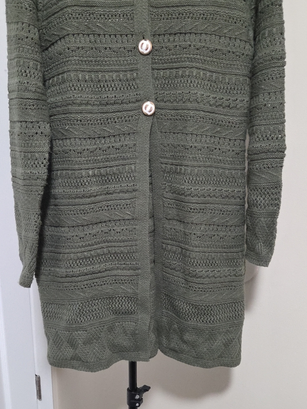 Reserved Olive Knit Button-Front Cardigan - Picture 4 of 7